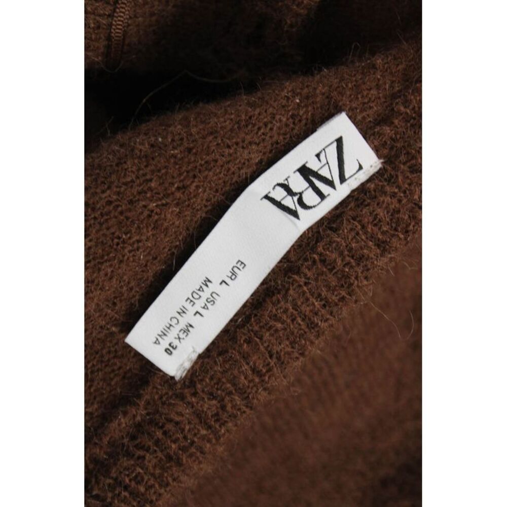 Zara Women Brown V-Neck Long Sleeve Cardigan Polyester Solid Fall Size L - Picture 6 of 6
